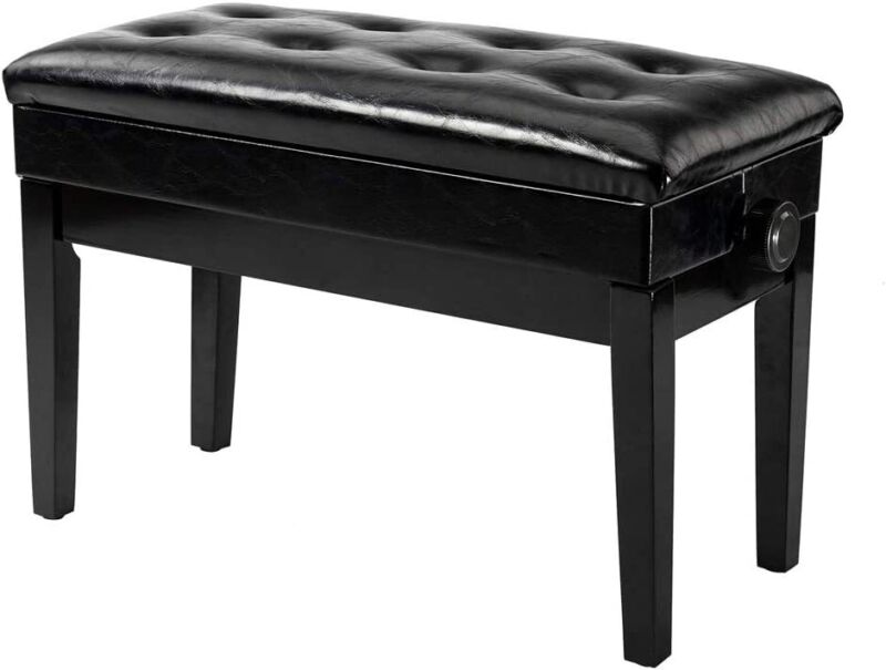Adjustable Duet Piano Bench Leather Piano Stool Chair Padded Cushion Storage