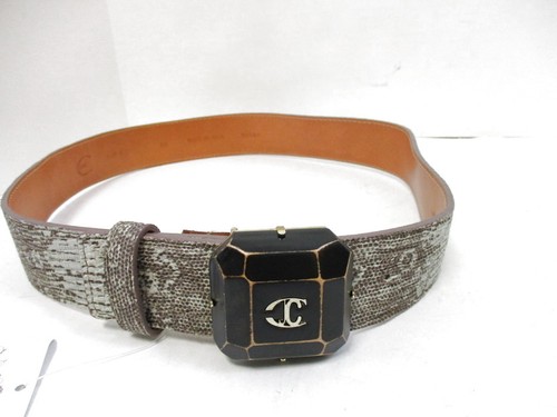robertto cavalli レザーベルト Black Leather Belt With Monogram RC Buckle in Black for Men