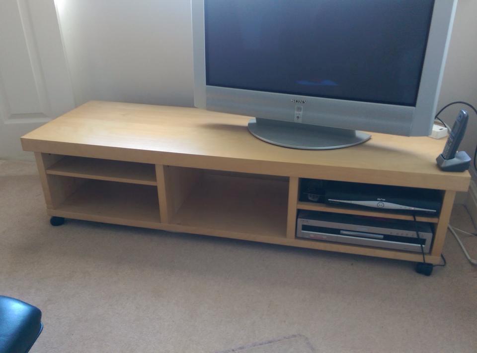 Ikea Wide TV Stand with Wheels Veneer Good Condition in Bradford