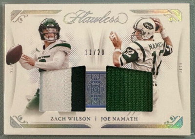 2021 Panini Flawless Dual Diamond Memorabilia Patch ZACH WILSON JOE NAMATH 11/20