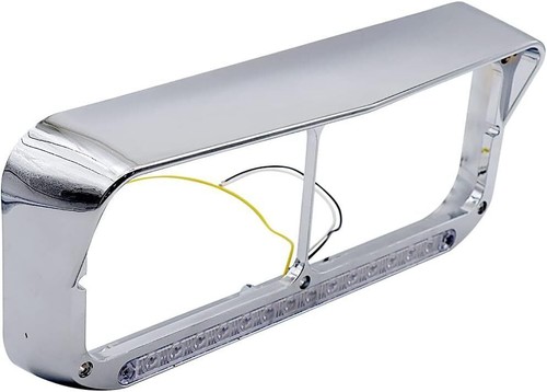 For Kenworth T400 T600 T800 W900B W900L Clear Headlight Bezel Amber LED Light