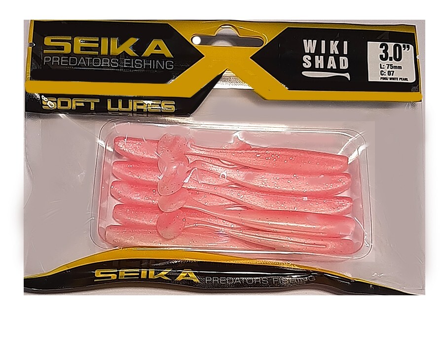 WIKI SHAD SEIKA 3'' C07 PINK WHITE SILICONICO 7,5 CM SPINNING SPIGOLA BASS 9 PZ