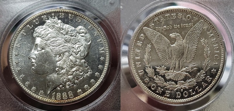 1888 S Morgan Silver Dollar $1 PCGS MS 62 DMPL