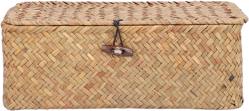 Seagrass Storage Baskets, Handwoven Wicker Baskets Natural Functional Rectangula