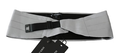 Pre-owned Dolce & Gabbana Cummerbund Gray Men Waist Belt 100% Silk S. It52 / Xl Rrp $450