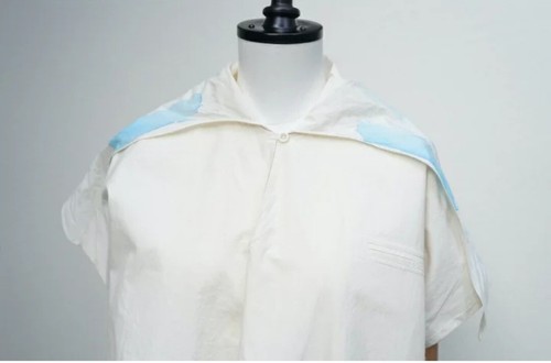 Pre-owned Toogood The Fisherwoman Hand Painted Cotton Dress — Breton Limited Edition Xl In Blue/ivory