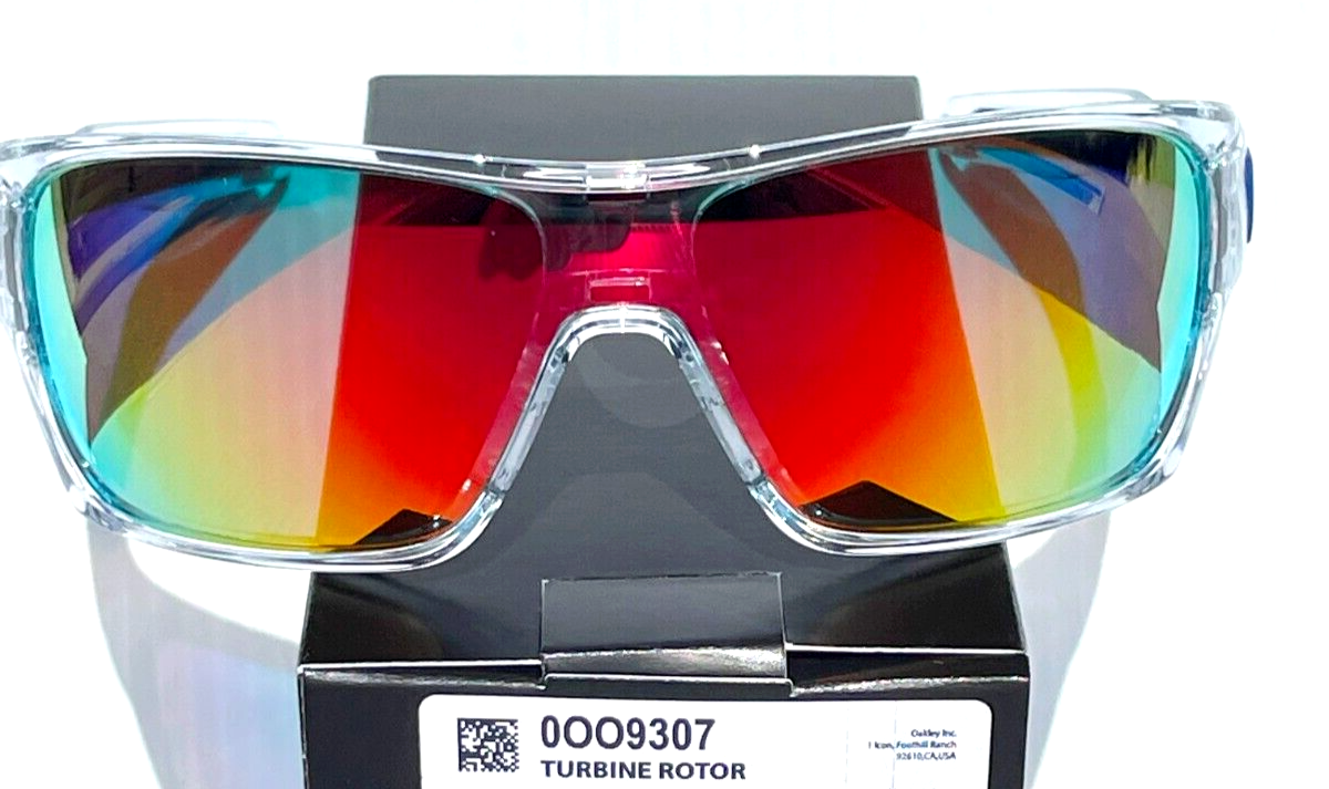 Pre-owned Oakley Turbine Rotor Shiny Clear & Blue Polarized Galaxy Ruby Lens Sunglass 9307 In Red