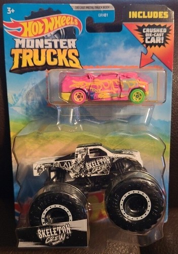 Hot Wheels Monster Trucks Skeleton Crew With Diecast Crushed