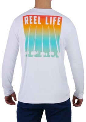Men' Reel Life Sunset Rods Long Sleeve Performance T-Shirt - XL - NWT
