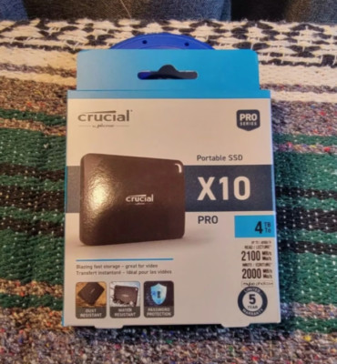 Crucial X10 Pro 4TB USB-C External SSD - Black - NEW FAST SHIP