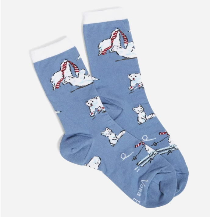 Vera Bradley Beary Merry Cool Blue Crew Socks  (New & Sealed)