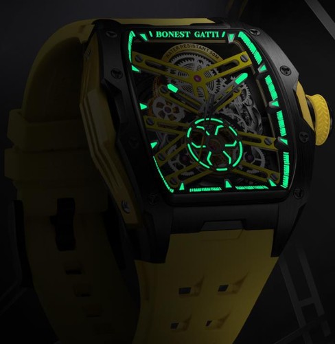 Pre-owned Gatti Men Automatic Watch Luxury Mechanical Wristwatch Luminous Tonneau