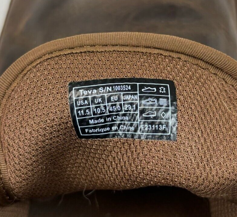 Teva Chukka Boots Men's Size 11.5 Brown Cedar Canyon Leather Casual 1003524 Logo