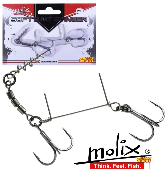 MOLIX SOFT BAIT STINGER  ARMATURA  ESCA  LUCCIO 2 ANCORETTE  SIZE 2/0 SPINNING