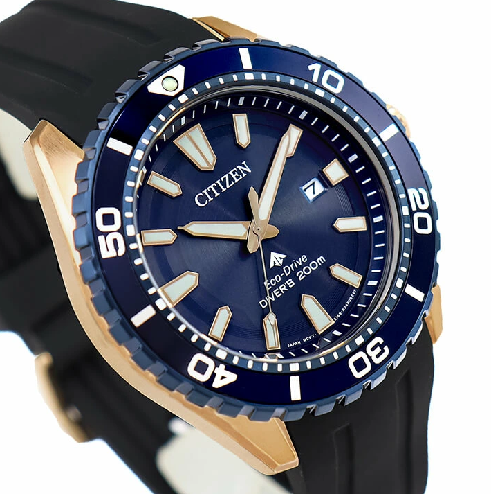 Pre-owned Citizen Promaster Bn0196-01l Blue Dial Men's Diver Watch Polyurethane Band