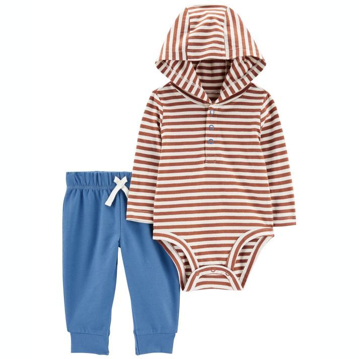

КОМПЛЕКТ БОДИ С КАПЮШОНОМ В ПОЛОСКУ И БРЮКИ CARTERS NEWBORN BABY BOY из 2 предметов, Blue;multicolor