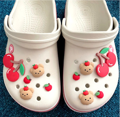 Apple Cherry Bear Shoe Charm Set for Crocs 10 Pack  Silicone  + Track