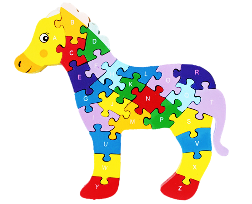 3D Puzzle Legno Forma di Cavallo Educativo Lettere Numeri Bambini Imparare dfh