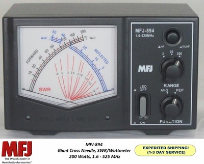 MFJ-894 Giant Cross Needle, Peak Reading, SWR/Wattmeter, 200 Watts, 1.6-525 MHz.. Buy it now for 129.95