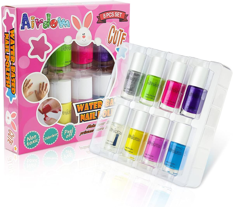 Airdom Kids Nail Polish Set- Non-Toxic Water-Based Odorless Peel Off Natural Saf