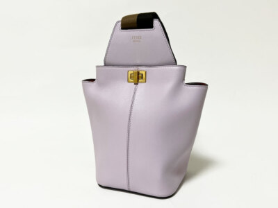 フリーダ　ビン型ケース Fendi Guitar Bag One Shoulder Body Leather Purple 8Bz047