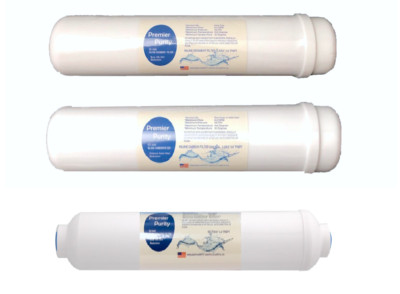 3 Replacement Inline Filters: Portable Reverse Osmosis Systems 2.5''x12'' 1/4'' XL