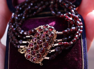 Antique Vintage Victorian Bohemian Garnet Bracelet Bangle Granat
