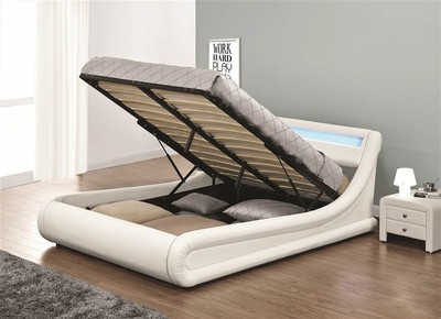 Serpentine Platform Storage Bed in White [ID 3754444]