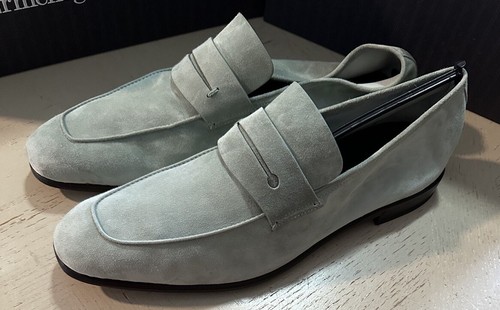 Pre-owned Ermenegildo Zegna $990  Suede Reverse Construction Loafers Lt Green 12 Us
