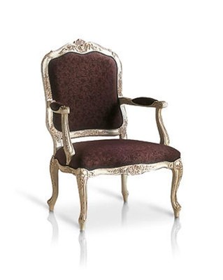 POLTRONA SEDIA  IN FOGLIA ARGENTO CLASSICA  VARI  COLORI   STOFFA E TINTE