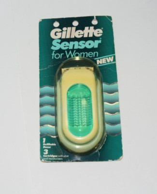 VINTAGE 1998 GILLETTE SENSOR EXCEL FOR WOMEN RAZOR 1 RAZOR/3 CARTRIDGES UNOPENED