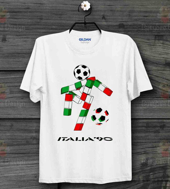 ウェア 90s italia game shirt made in italy Italia 90 T Shirt Logo Football World Cup Soccer Italy 1990