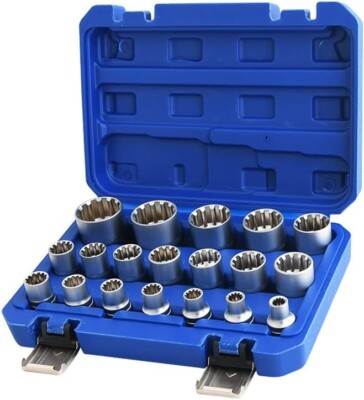 Spline Socket Set 1/2'' Drive Universal Metric 8-32mm 12-point Cr-V Socket Set
