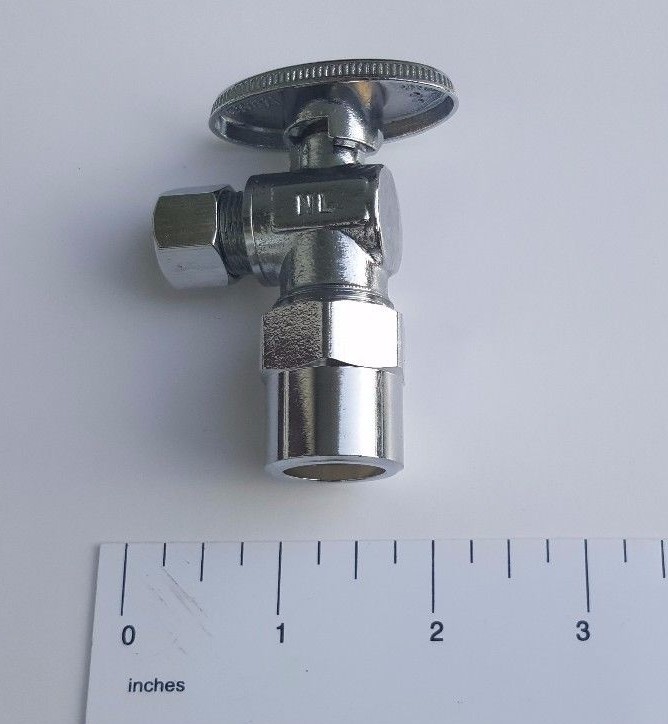 (100) 1/4 TURN ANGLE STOP VALVE COMPRESSION 3/8" OD X 1/2" CPVC (LEAD FREE)