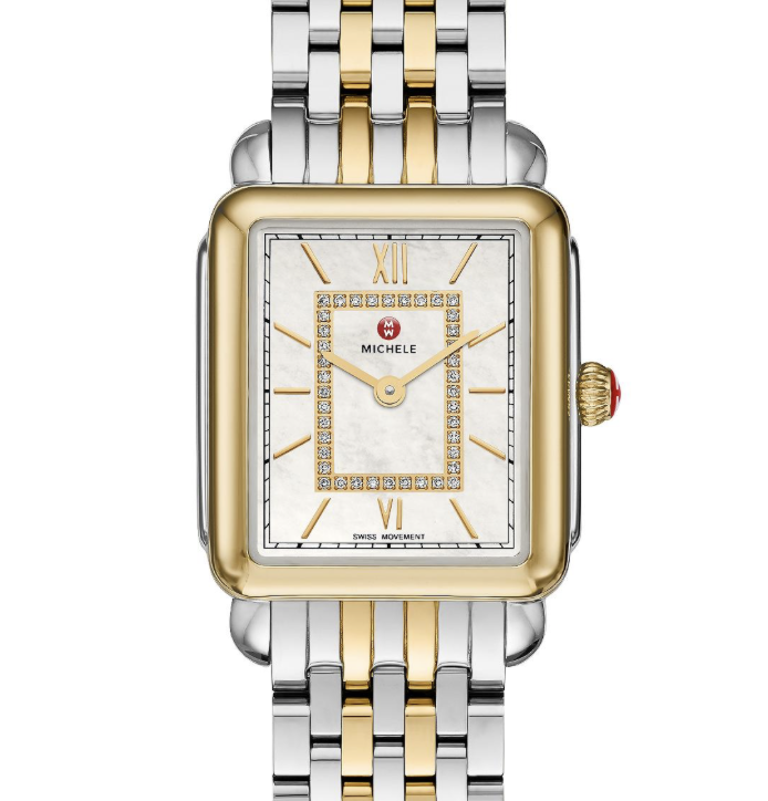 MICHELE MICHELE DECO II MID DIAMOND DIAL TWO-TONE STEEL LADIES WATCH (MWW06I000024)