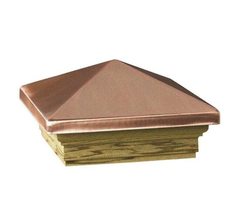 Weathershield 6 In. X 6 In. Copper And Wood High Point Pyramid Post Cap New