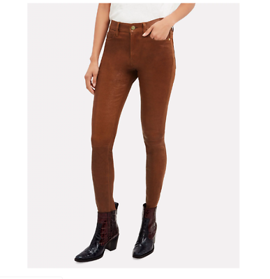 FRAME Cognac Skinny Leather Pants Women Color Brown Size 28