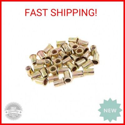 Keadic 100Pcs M8 Metric Zinc Plated Carbon Steel Rivet Nut Flat Head Threaded In