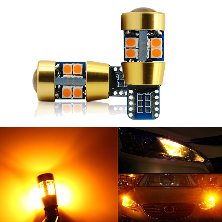 2x Amber T10 15W 3030 19SMD Canbus Error Free LED Parking Light Lamp