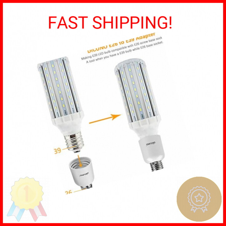 DiCUNO E26 to E39 Socket Adapter, Medium E26 to Mogul E39 Screw Base Light Bulb