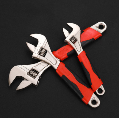 1pcs 8'' Wrench Adjustable Spanner Open Rubber Handle Wrench Plumbing Repair Tool