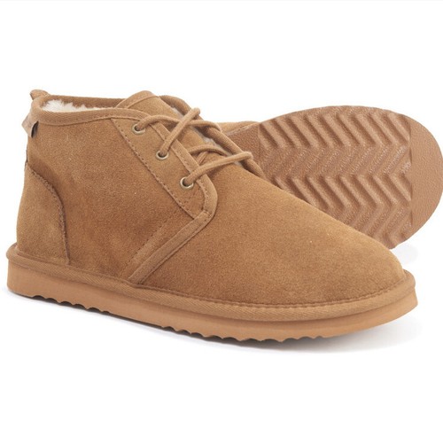 MINNETONKA Original Barry Boot Moccasin Slipper Booties, Cinnamon, Men’s Size 10