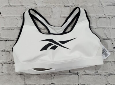 Reebok Speed Wick Lux Racer Bra Removable Pads GT2914 White Black WOMENS SIZE 1X