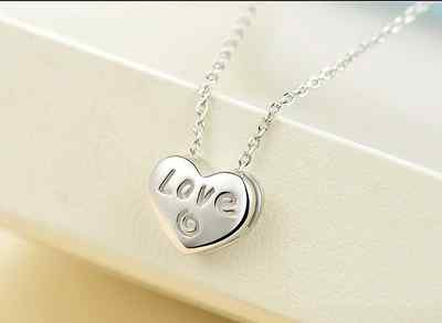 Adorable Tiny Love Heart Silver SP Pendant Chain Necklace