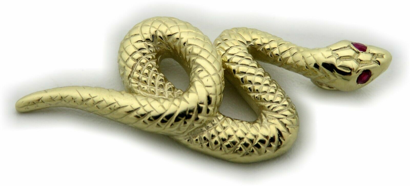 Pre-owned Geno Schmuck Pendant Snake Real Gold 333 Yellow Gold With Ruby 8 Carat Cobra Top Snake In Red