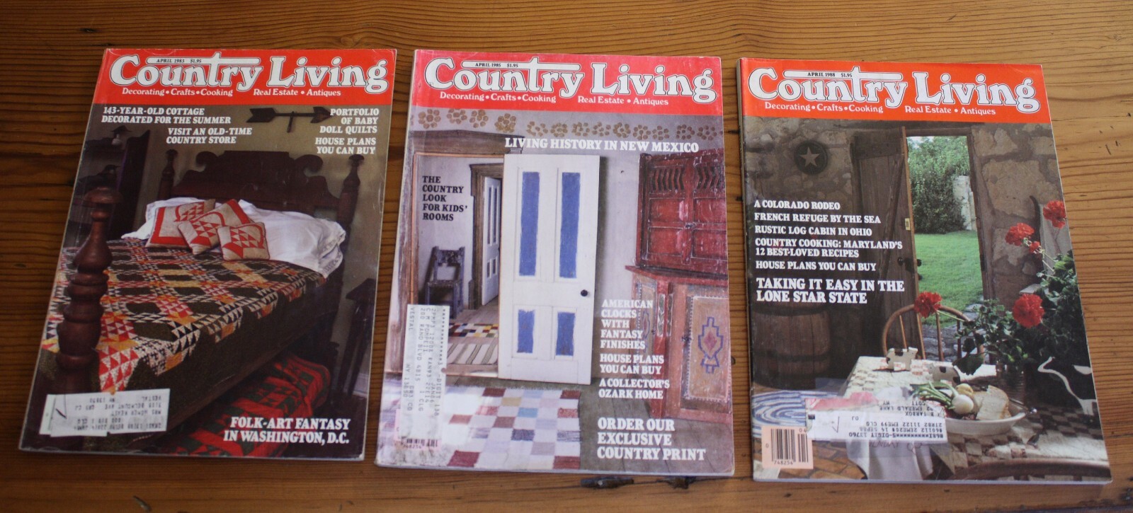 VINTAGE COUNTRY LIVING MAGAZINES,  SEVEN BACK ISSUES, 1970'S, 80'S, SPRING