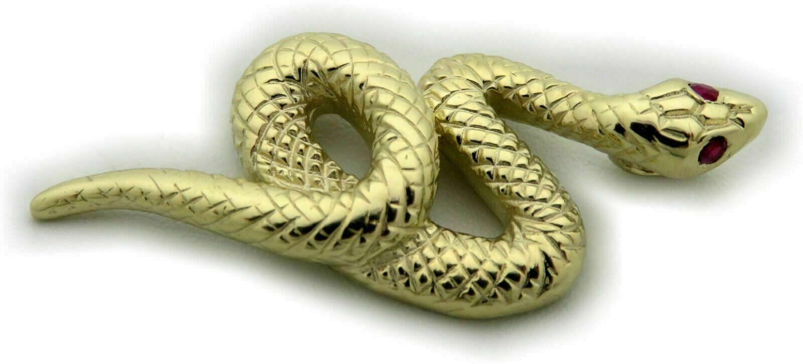 Pre-owned Geno Schmuck Pendant Snake Real Gold 333 Yellow Gold With Ruby 8 Carat Cobra Top Snake In Red