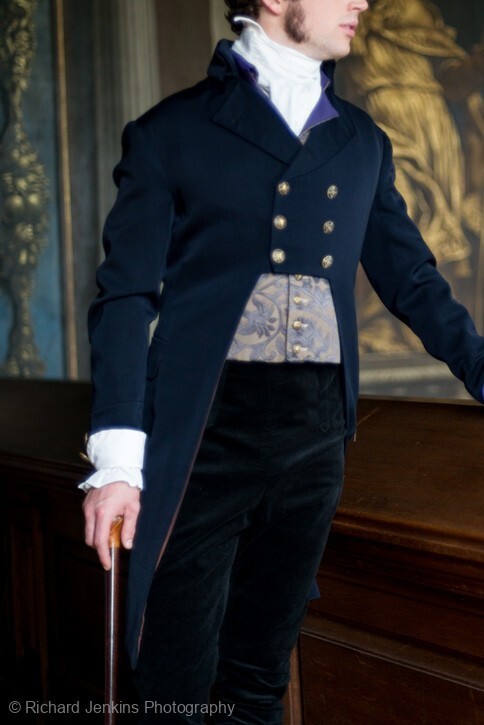 Pre-owned Handmade Men Navy Blue Wool British Tailcoat, Regency Tailcoat