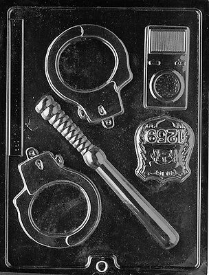 POLICEMAN KIT PIECES mold candy chocolate soap molds cop badge handcuffs police