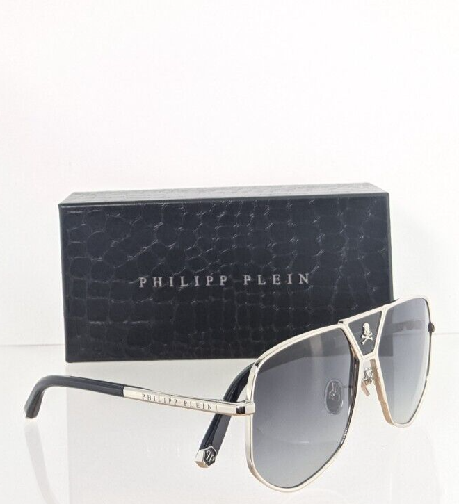 Pre-owned Philipp Plein Authentic  Sunglasses Spp 009 Col 0579 Power Skull Spp009 Frame In Gray